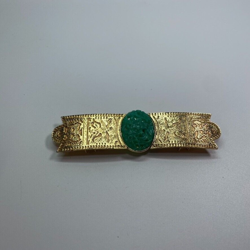 Gay Bover Designer Belt Buckle Gold-Tone w/Asian Flair‎ 1980's Takes 1.25" Belt